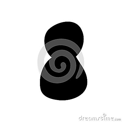 Digit number 8 eight black bold in childlike style isolated on white background. For font, typography, branding, logo, lettering, Stock Photo