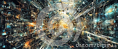 Digital abstract backdround for technological oper.created with the help of artificial intelligence. Stock Photo