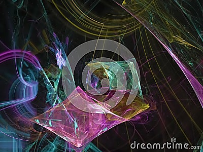 Digital abstract dynamic ethereal frame colorful fractal, texture design, chaos exclusive Stock Photo
