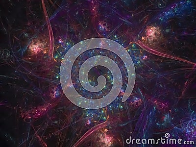 Digital abstract elegant scientific render motion shine cover fractal, design magic festival, decorative Stock Photo