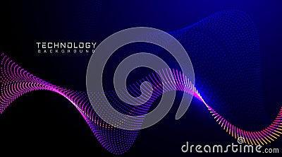 Digital abstract flowing particles technology background Stock Photo