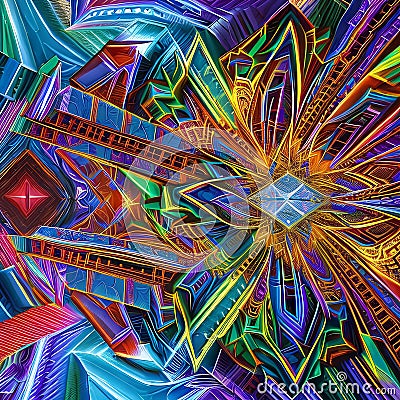 1910 Digital Abstract Fractals: A futuristic and mesmerizing background featuring digital abstract fractals with intricate detai Stock Photo