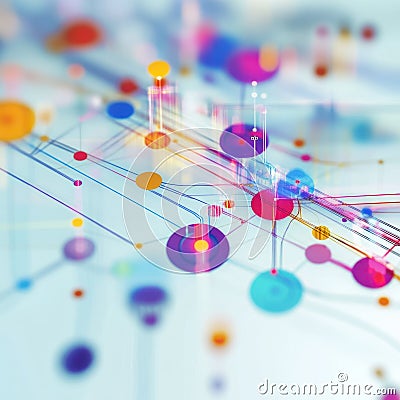 Abstract network visualization with colorful nodes Cartoon Illustration
