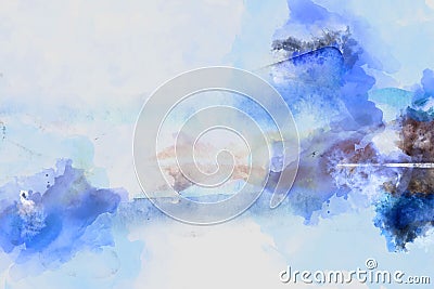 Digital abstract painting in blue shades Cartoon Illustration