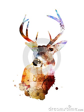 Abstract Whitetail Deer Painting Illustration Stock Photo