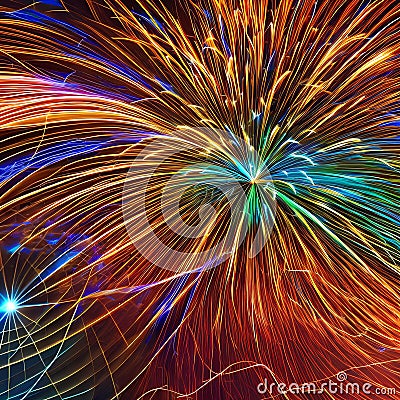 1448 Digital Abstract Particles: A futuristic and mesmerizing background featuring digital abstract particles in dynamic and vib Stock Photo