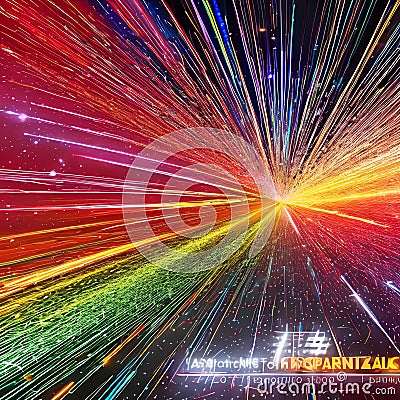 1510 Digital Abstract Particles: A futuristic and mesmerizing background featuring digital abstract particles in dynamic and vib Stock Photo