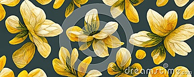 Digital abstract pattern, yellow flowers themed heather background Stock Photo