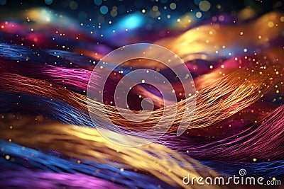 A digital abstract resembling silk fabric flowing through cosmic space Stock Photo