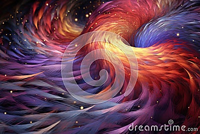 A digital abstract resembling silk fabric flowing through cosmic space. Stock Photo