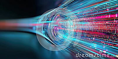 Digital abstraction illustrating speed and technology with vibrant colors and dynamic movement effects Stock Photo
