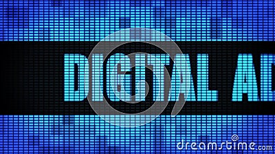 Digital Advertising Front Text Scrolling LED Wall Pannel Display Sign Board. Digital Advertising Front Text Scrolling on Light Blue Digital LED Display Board stock footage Digital Advertising Front Text Scrolling LED Wall Pannel Display Sign Board. Digital Advertising Front Text Scrolling on Light Blue Digital LED Display Board stock footage