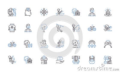 Digital advertising line icons collection. Marketing, Promotions, Socialmedia, PPC, Adwords, Analytics, Branding vector Vector Illustration