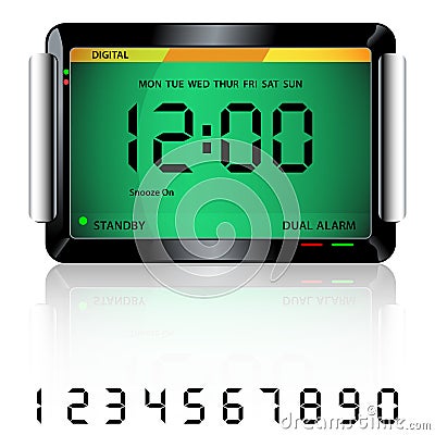 Digital alarm clock green Vector Illustration