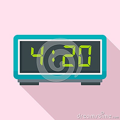 Digital alarm clock icon, flat style Vector Illustration