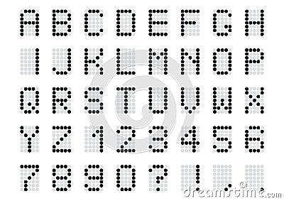 Digital alphabet and numbers. Vector illustration Cartoon Illustration