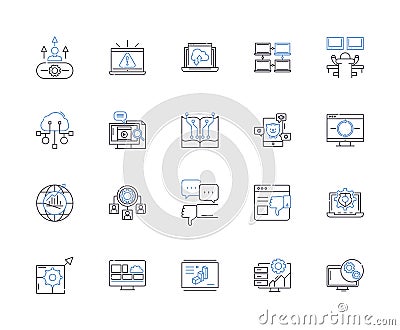 Digital analytics outline icons collection. Digital, Analytics, Data, Tracking, Conversion, Online, Metrics vector and Vector Illustration