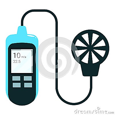 Digital anemometer measuring wind speed with display showing velocity Vector Illustration