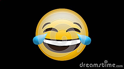 Digital Animation of Red Decorative Designs Over Laughing Face Emoji on