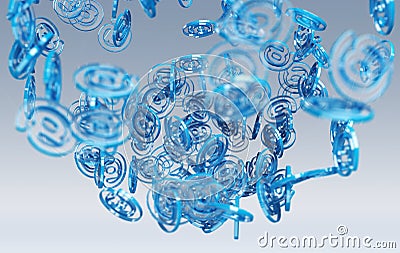 Digital arobase blue sphere 3D rendering Stock Photo