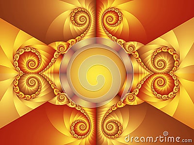 Digital Art Abstract Golden Orange Motif Background Stock Photo