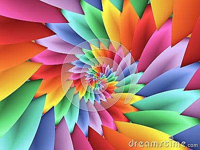 Digital Art Abstract Pastel Colored Rainbow 3d Spiral Petals Background Stock Photo