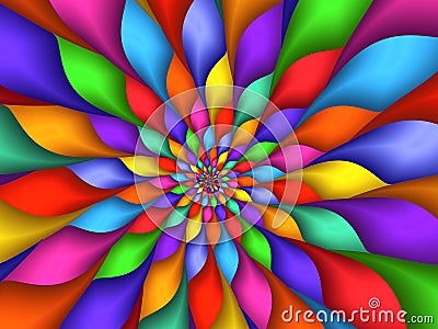 Digital Art Abstract Rainbow Petals Spiral Background Stock Photo