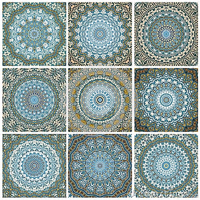 Digital art design, pattern with tiles seen through kaleidosco Stock Photo