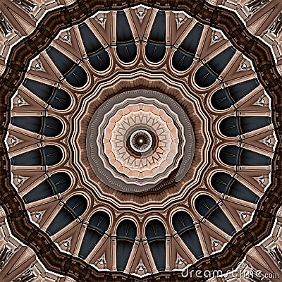 Digital art design, art nouveau facade seen through kaleidoscope Stock Photo