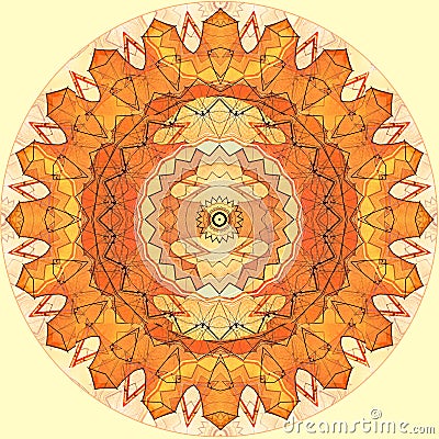 Digital art design seamless pattern orange sun on yellow Stock Photo