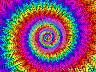 Digital Art Hypnotic Abstract Rainbow Spiral Background Stock Photo