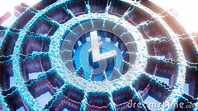 Digital Art Litecoin Logo Symbol. Cryptocurrency Futuristic 3D Illustration Stock Photo