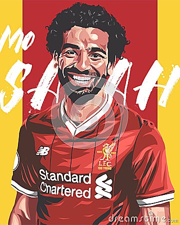 Digital art of Liverpool FC striker Mohammed Salah Vector Illustration