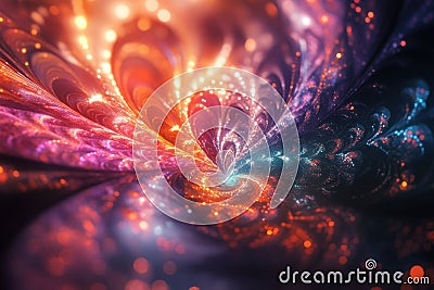 digital art, a surreal fusion art background with intricate fractal patterns creating a kaleidoscope effect in a Stock Photo