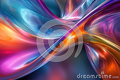 digital art transformation, enchanting abstract shape with shimmering rainbow colors, seeming to change and blend in a Stock Photo