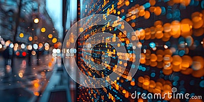 Digital artwork depicting coding and programming in a networked data environment. Concept Stock Photo
