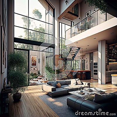 Contemporary Elegance An AI Generated Interior Stock Photo