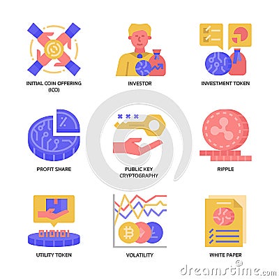 Digital Asset Icons Set Vector Illustration