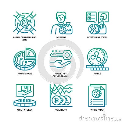 Digital Asset Icons Set Vector Illustration