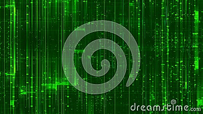 Digital Background With Glowing Green Lines And Light Particles Stock Photo