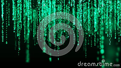 Digital background green matrix. Binary computer code. Hacker concept. 3d rendering Stock Photo