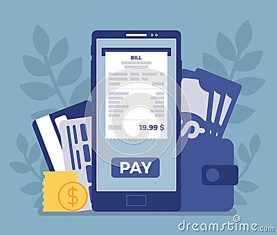 Digital bill mobile payment Vector Illustration