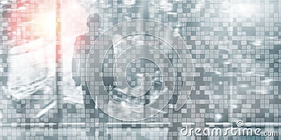 Digital Binary Code Business background. Matrix Abstract futuristic wallpaper. Stock Photo