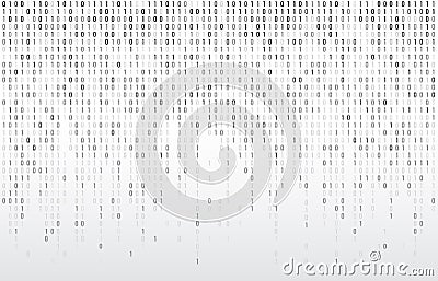 Digital binary code. Computer matrix data falling numbers, coding typography and codes stream gray vector background Vector Illustration