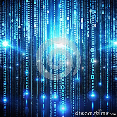 Digital binary code rain effect Stock Photo