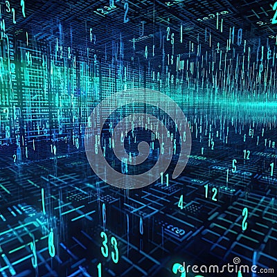 Digital Binary Code Universe: Network of Technological Data Stock Photo