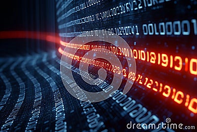 Digital binary data encryption, computer virus, abstract secure technology background Stock Photo