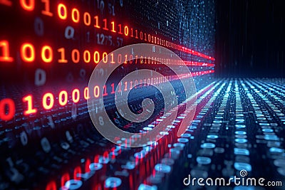 Digital binary data encryption, computer virus, abstract secure technology background Stock Photo