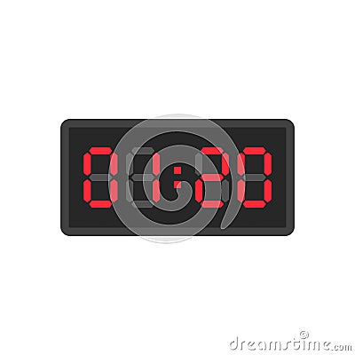 Digital black alarm clock displaying 1:20 Stock Photo