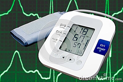 Digital blood pressure monitor Stock Photo